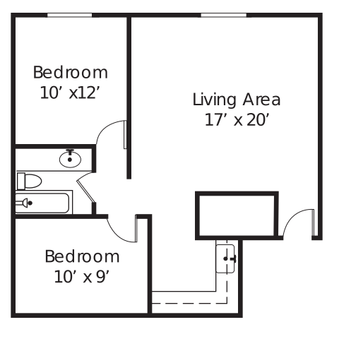 two bedroom one bath